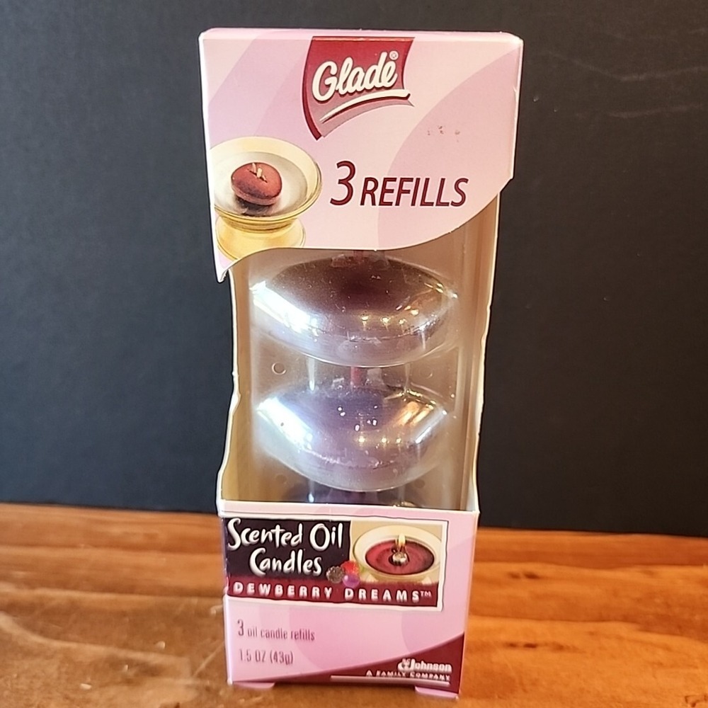 Glade Scented Oil Candle Discontinued DEWBERRY DREAMS 3 Refills New Old Stock